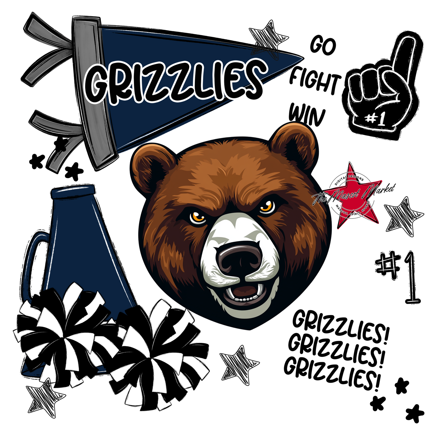 Grizzlies Spirit Design-Navy