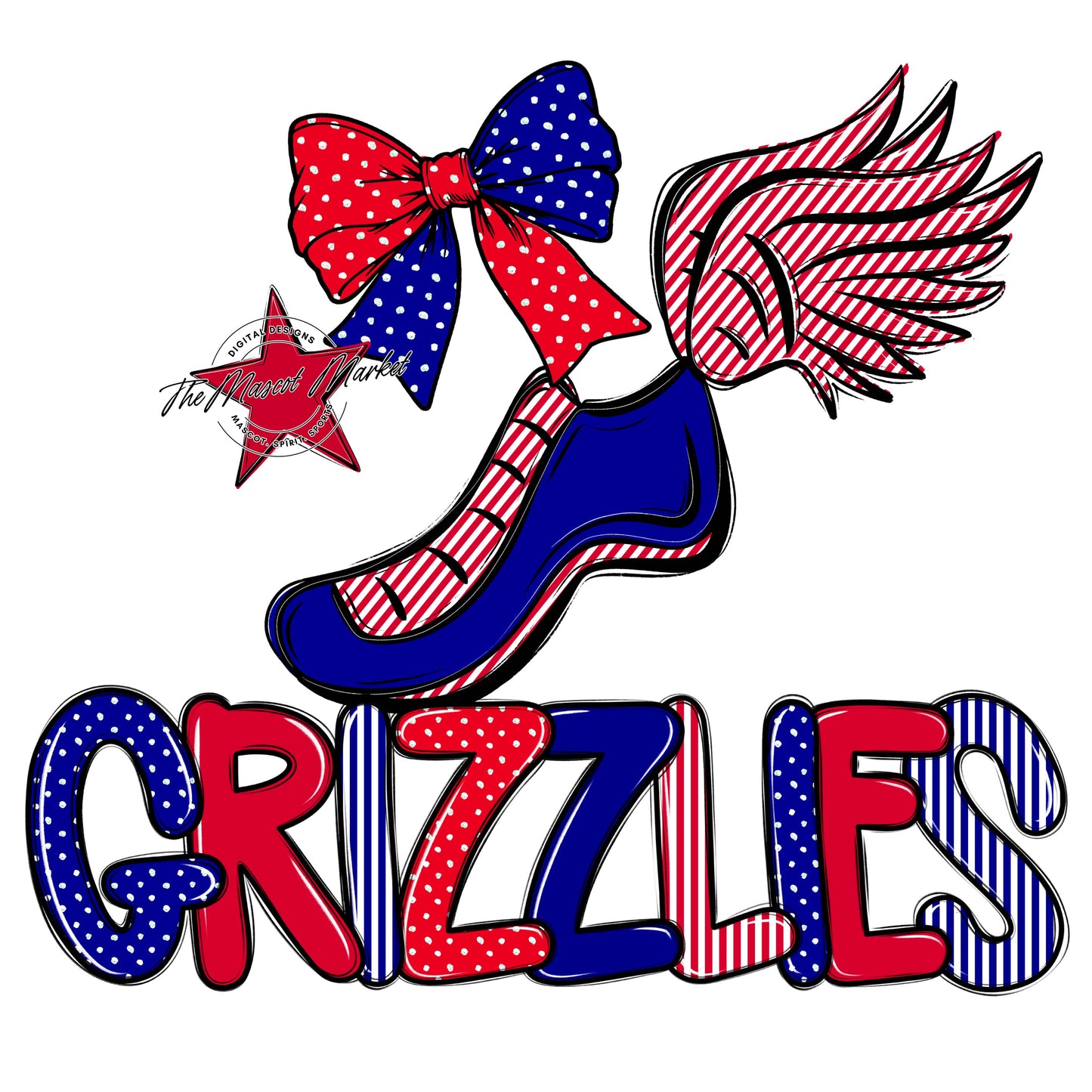 Grizzlies Track Spirit Design-Blue & Red