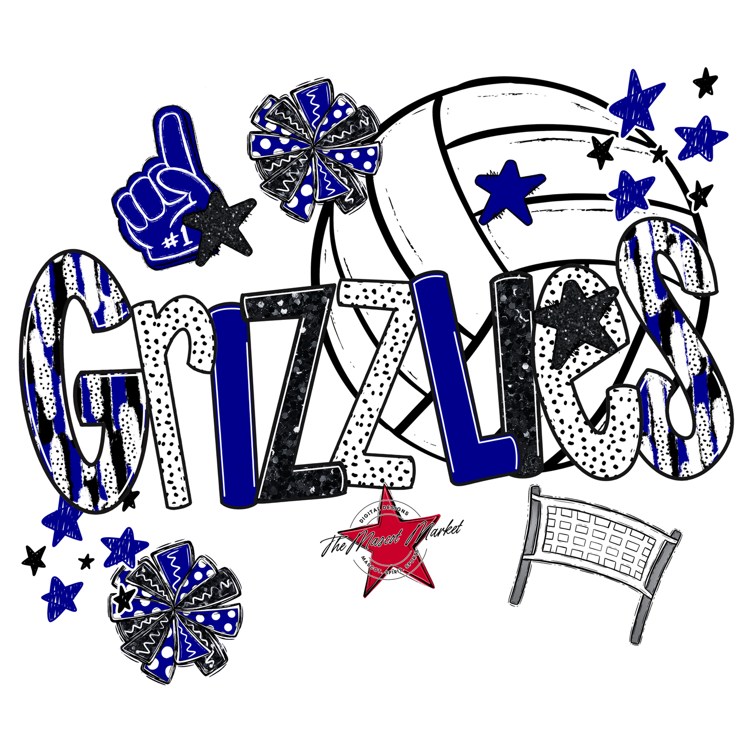Grizzlies Volleyball Scrape-Blue