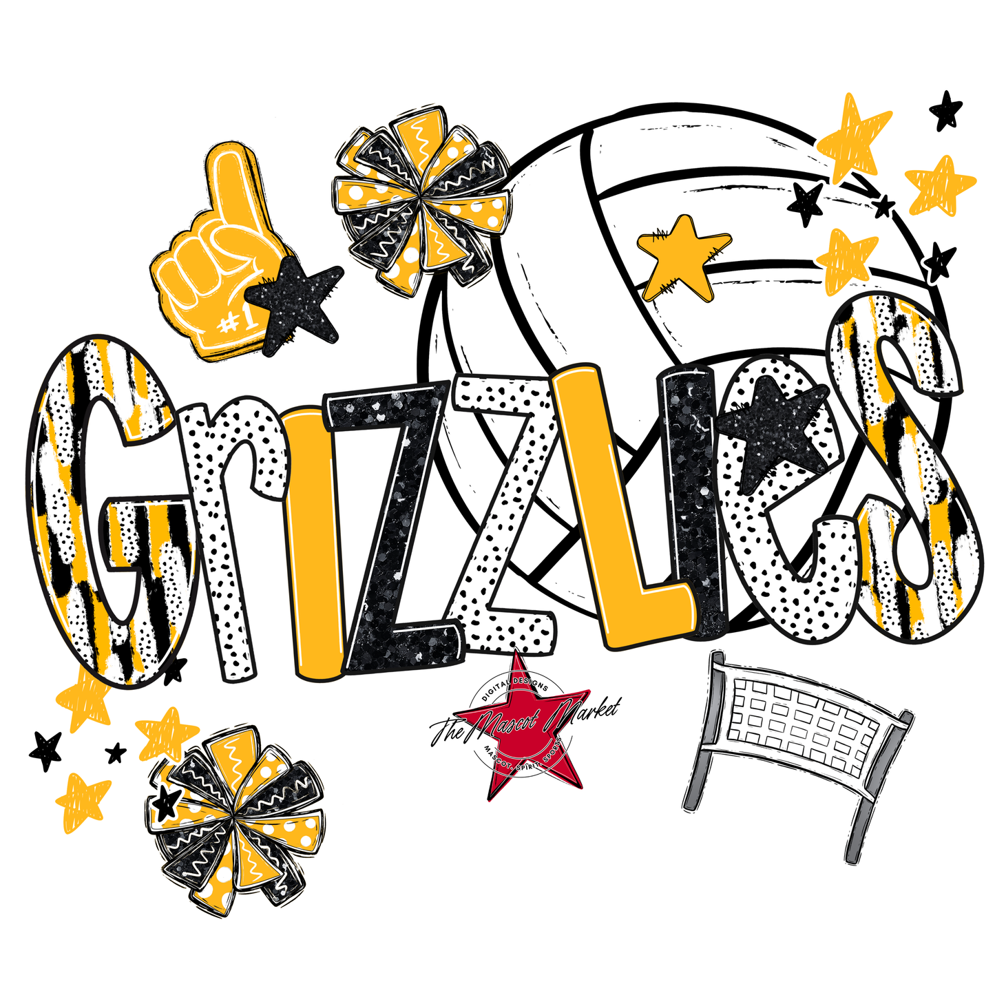 Grizzlies Volleyball Scrape-Yellow
