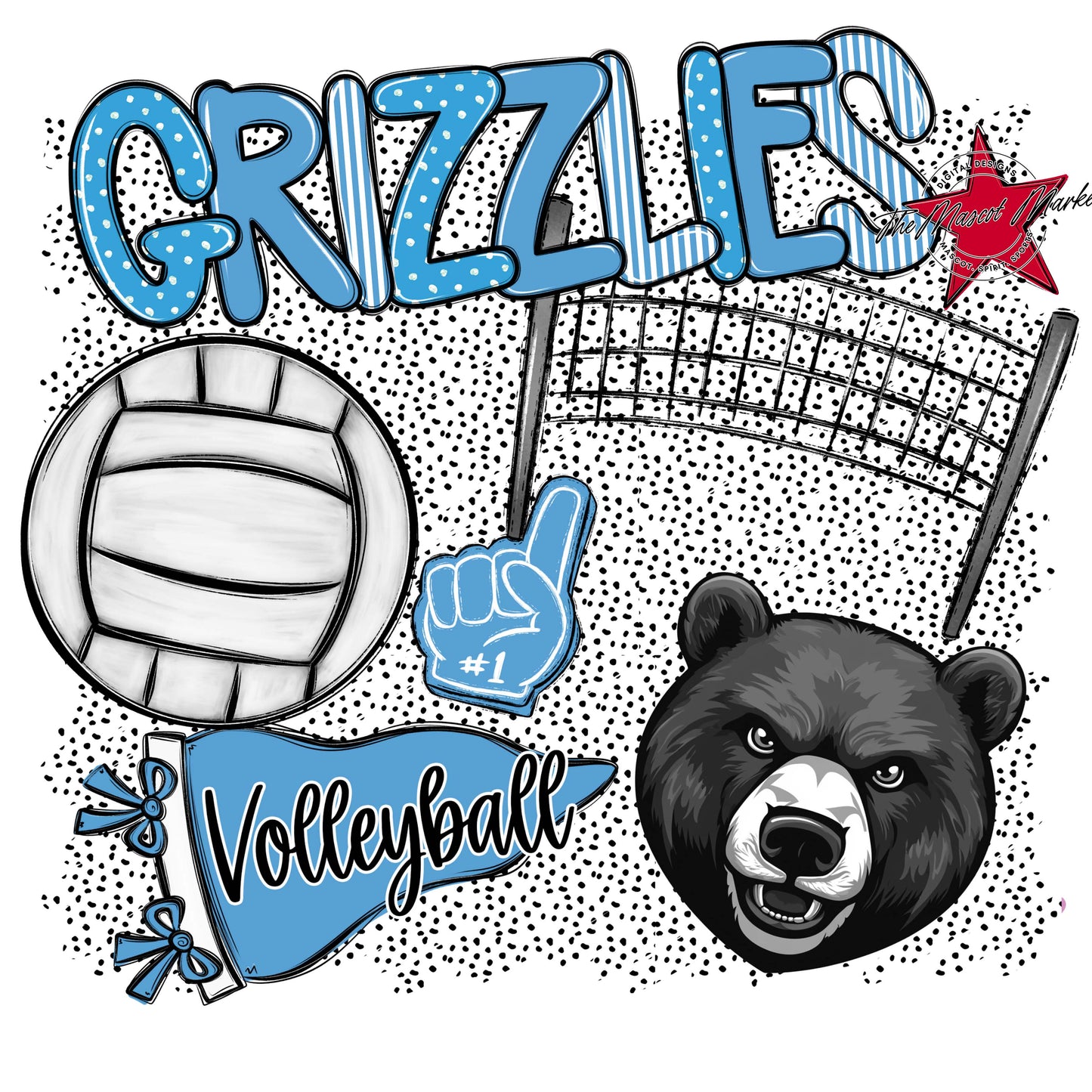 Grizzlies Volleyball Spirit-Carolina Blue