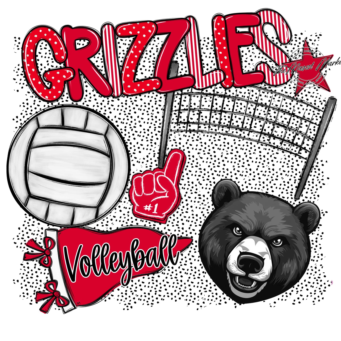 Grizzlies Volleyball Spirit-Red