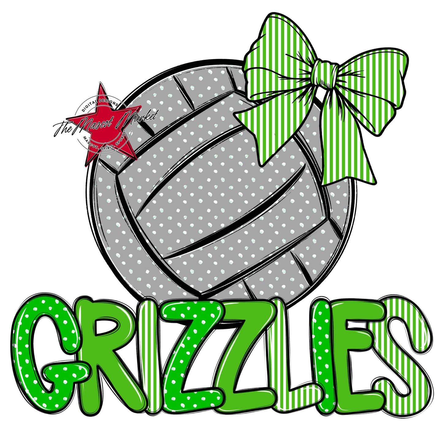 Grizzlies Volleyball Spirit Design-Bright Green