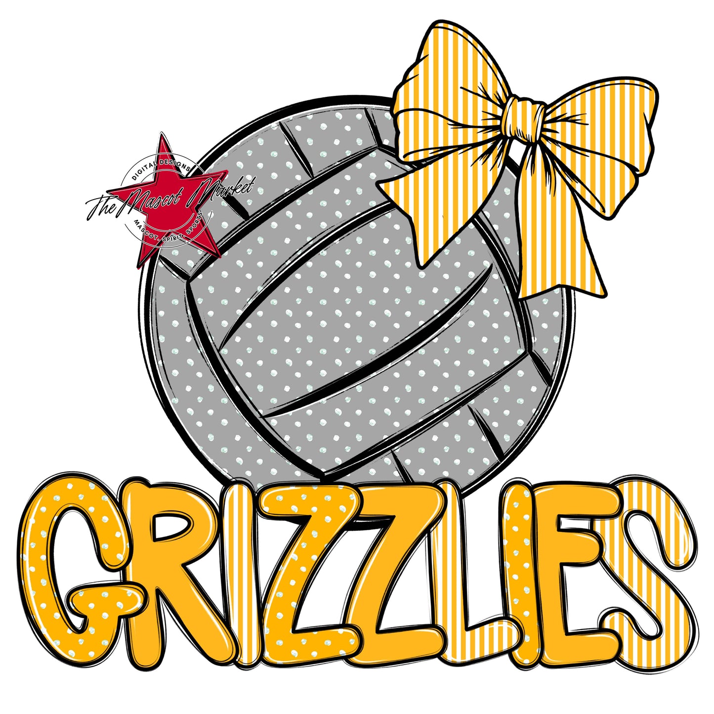 Grizzlies Volleyball Spirit Design-Yellow