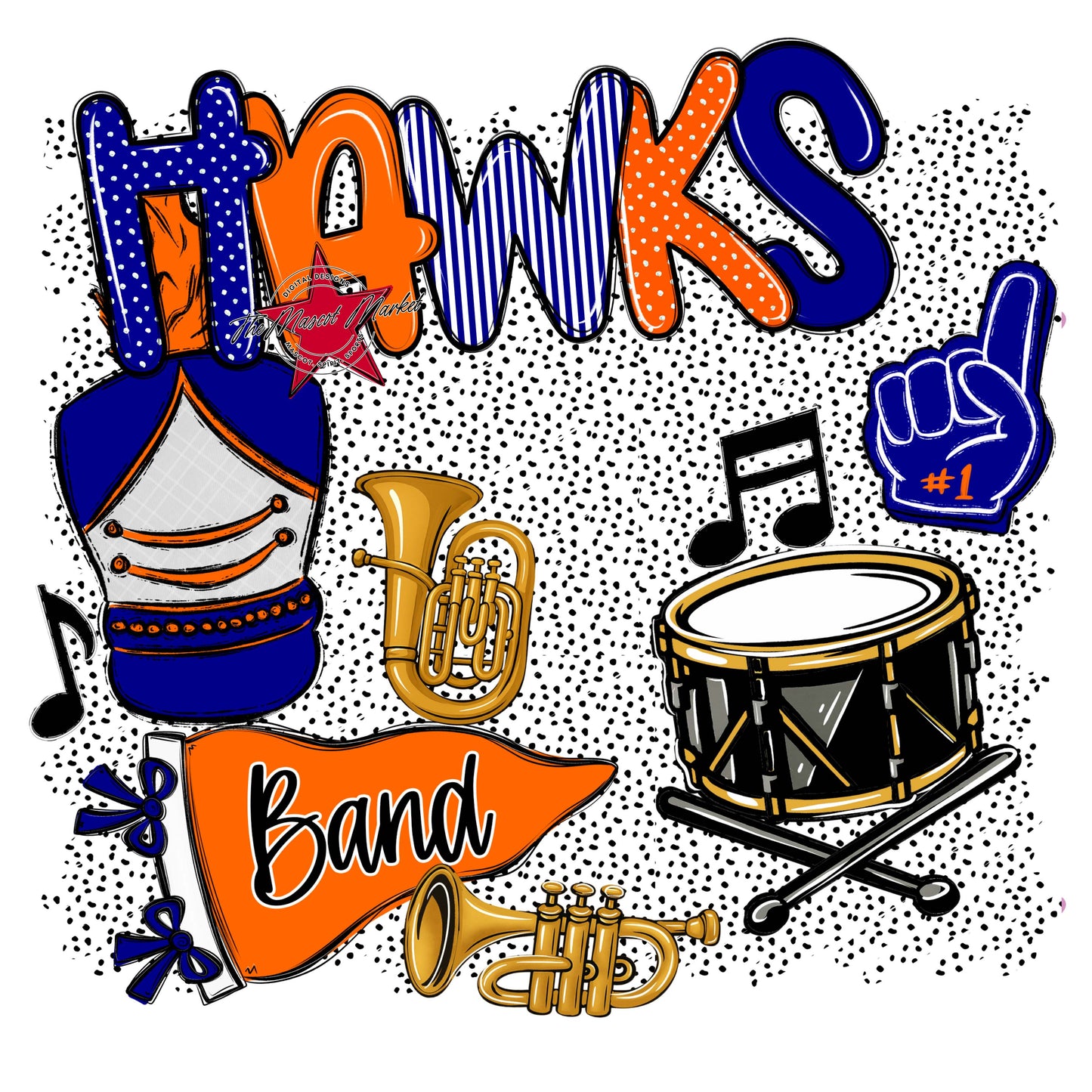 Hawks Band Spirit-Blue & Orange