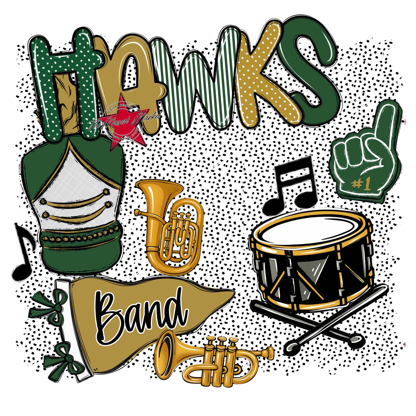 Hawks Band Spirit-Green & Gold
