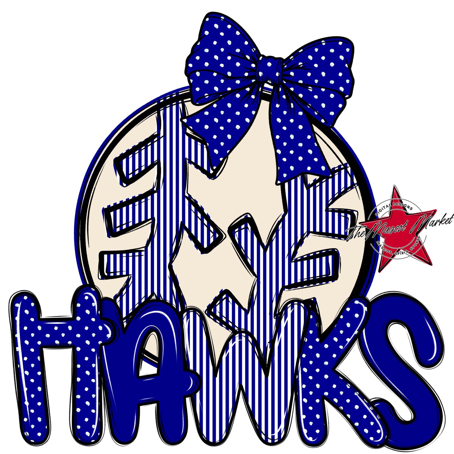 Hawks Baseball-Softball Spirit Design-Blue