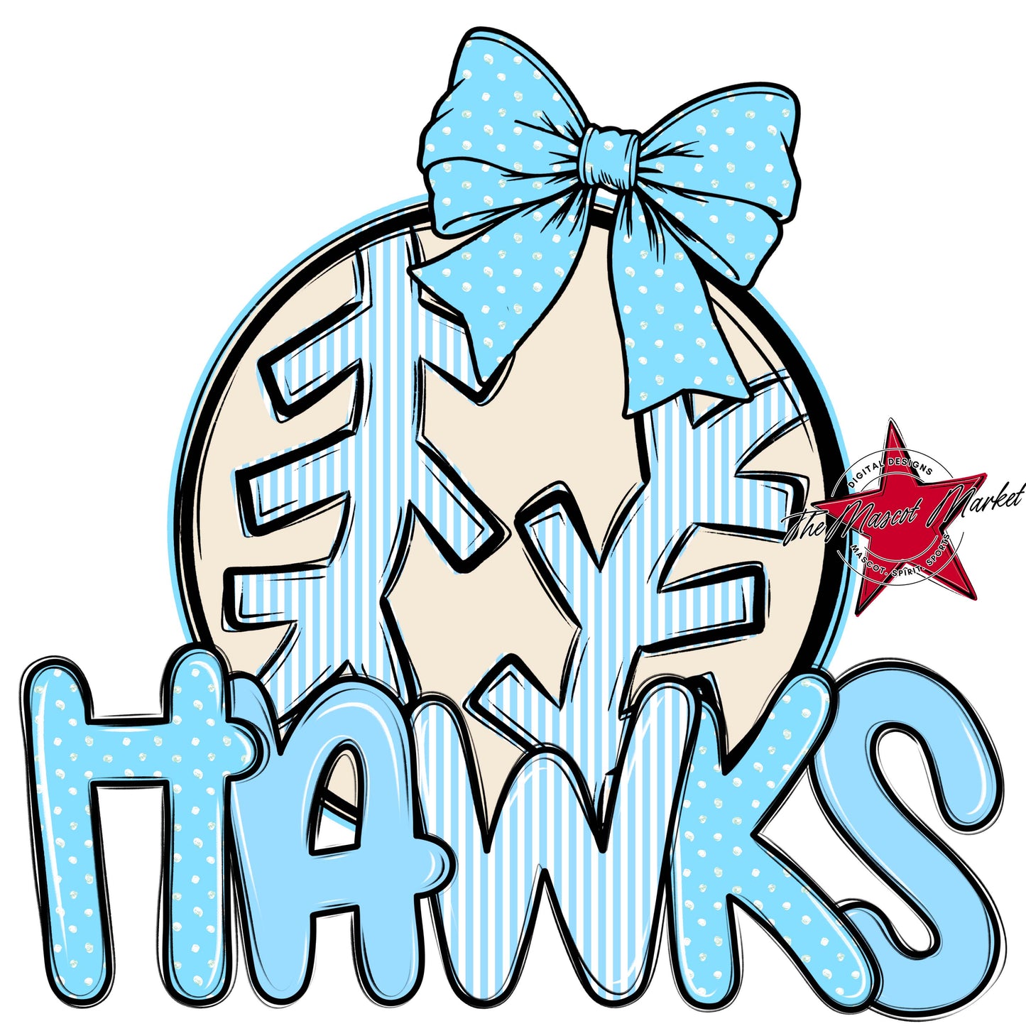 Hawks Baseball-Softball Spirit Design-Columbia Blue