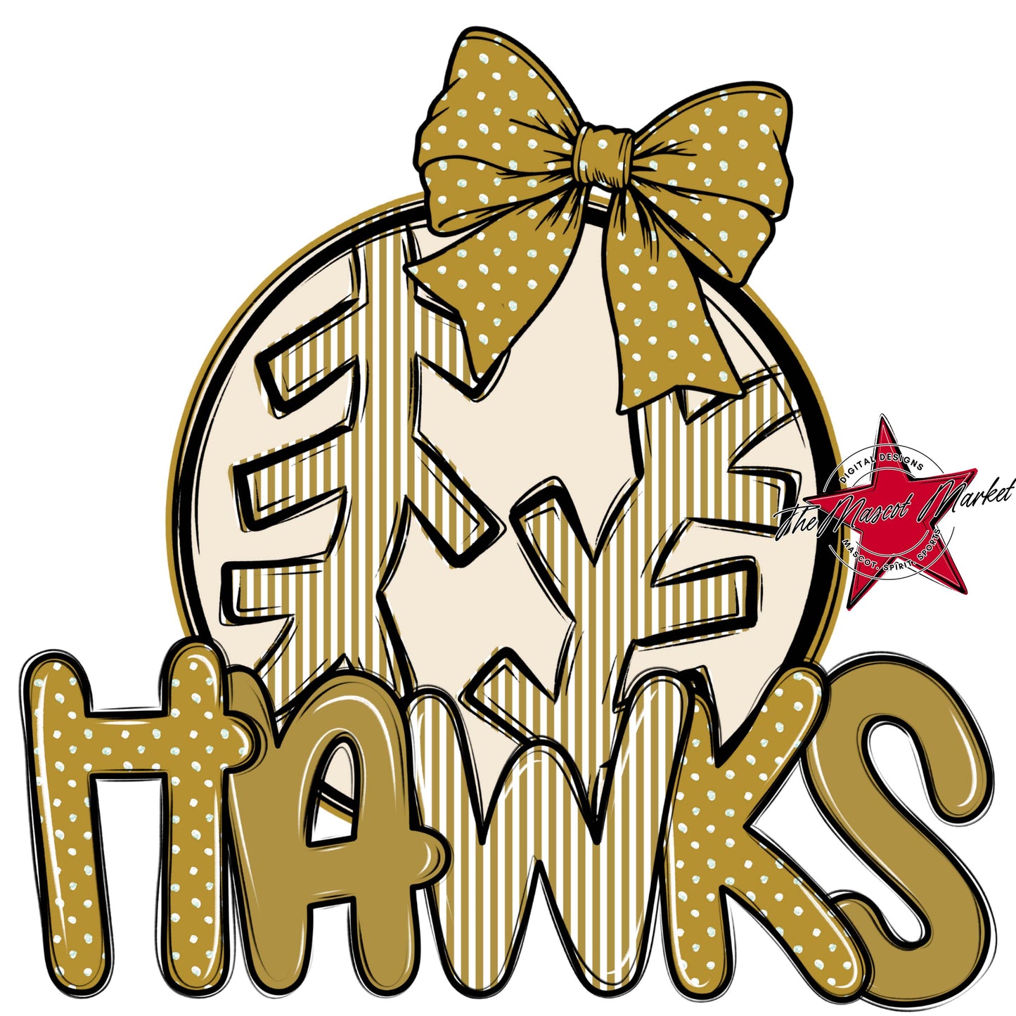Hawks Baseball-Softball Spirit Design-Gold