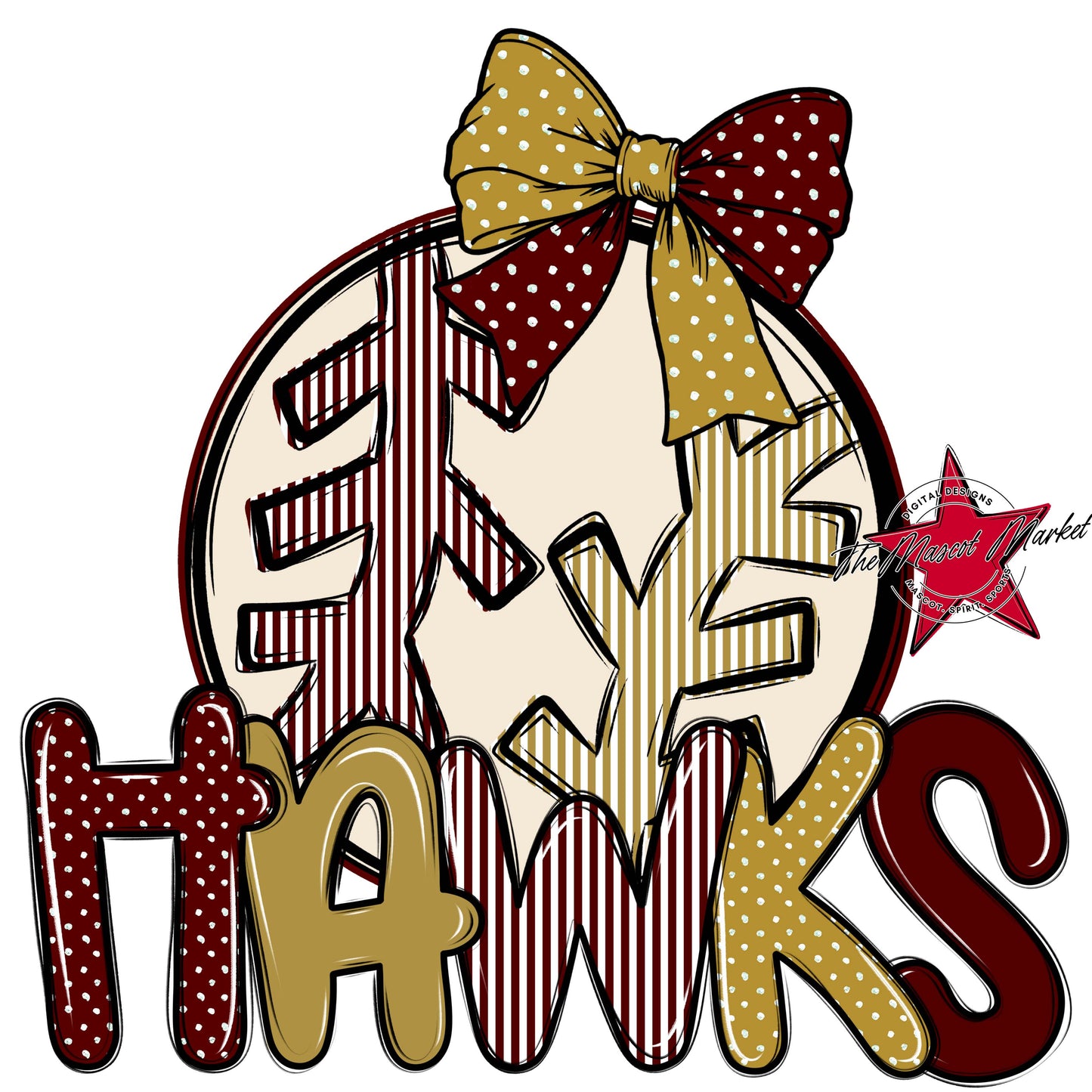 Hawks Baseball-Softball Spirit Design-Maroon & Gold