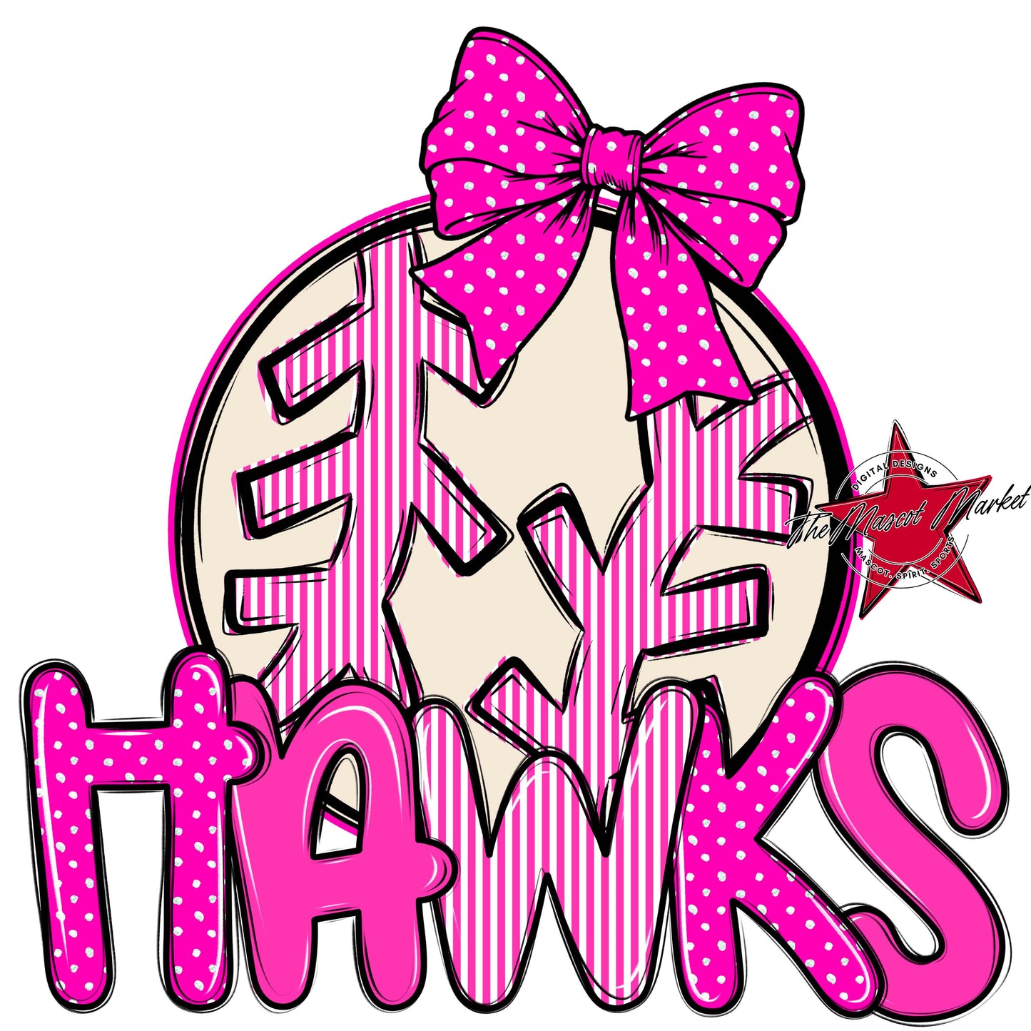 Hawks Baseball-Softball Spirit Design-Pink