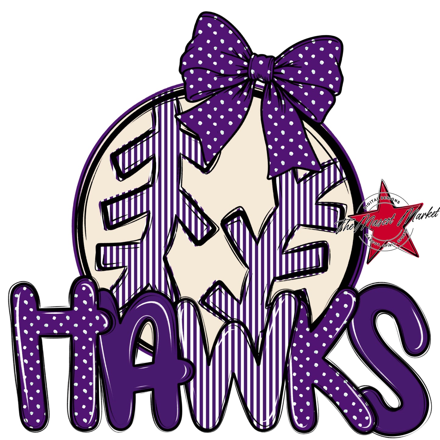 Hawks Baseball-Softball Spirit Design-Purple