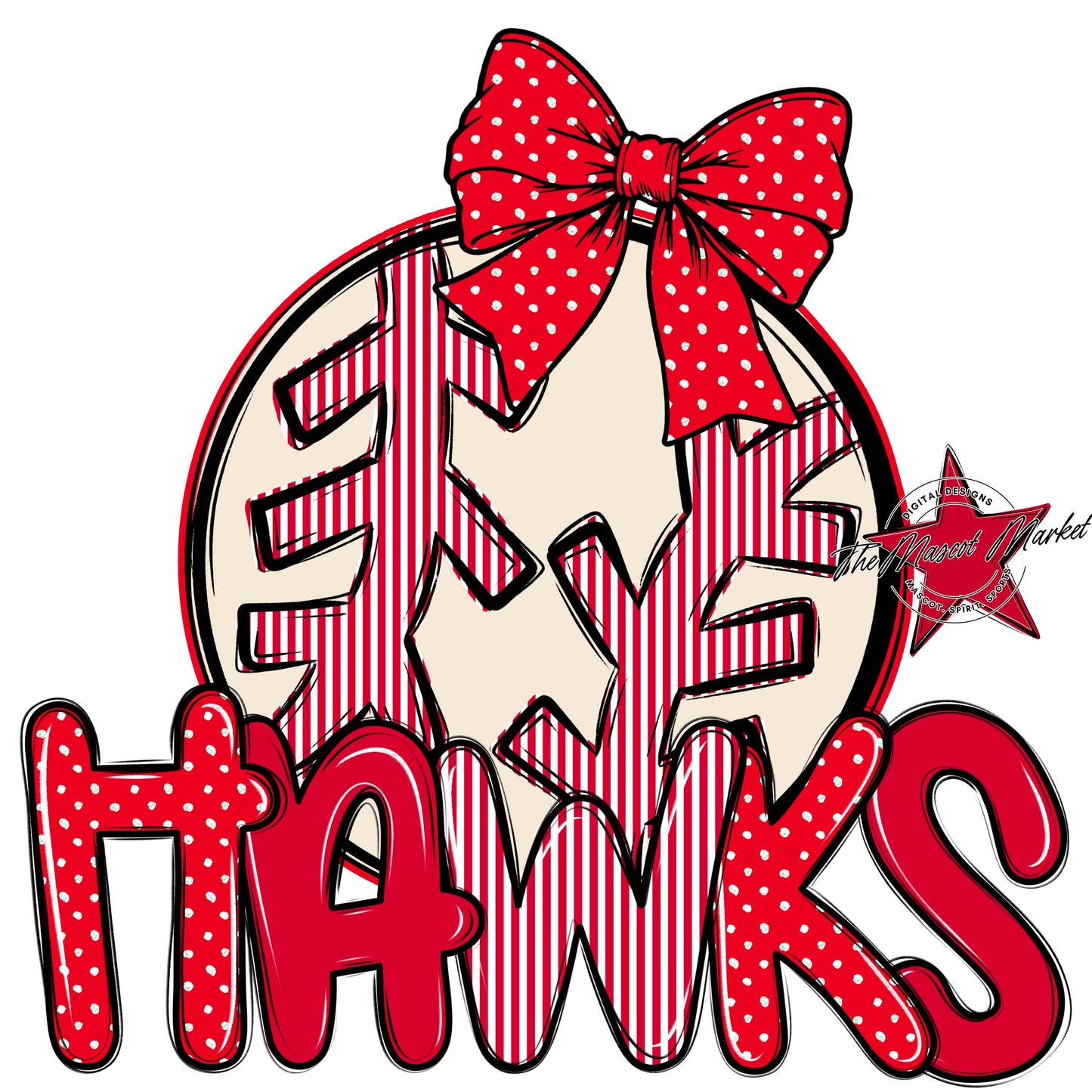 Hawks Baseball-Softball Spirit Design-Red
