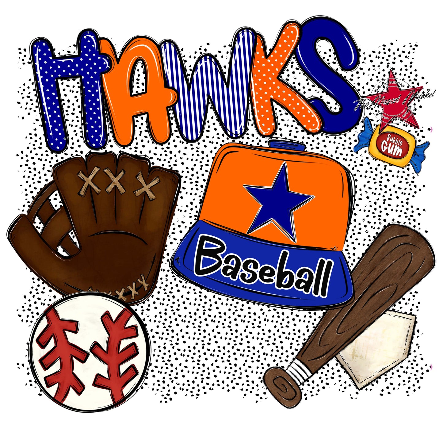 Hawks Baseball Spirit-Blue & Orange