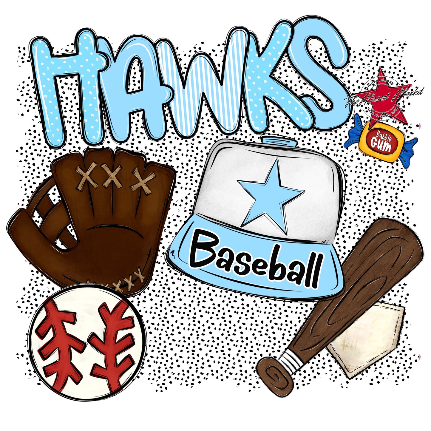 Hawks Baseball Spirit-Columbia Blue