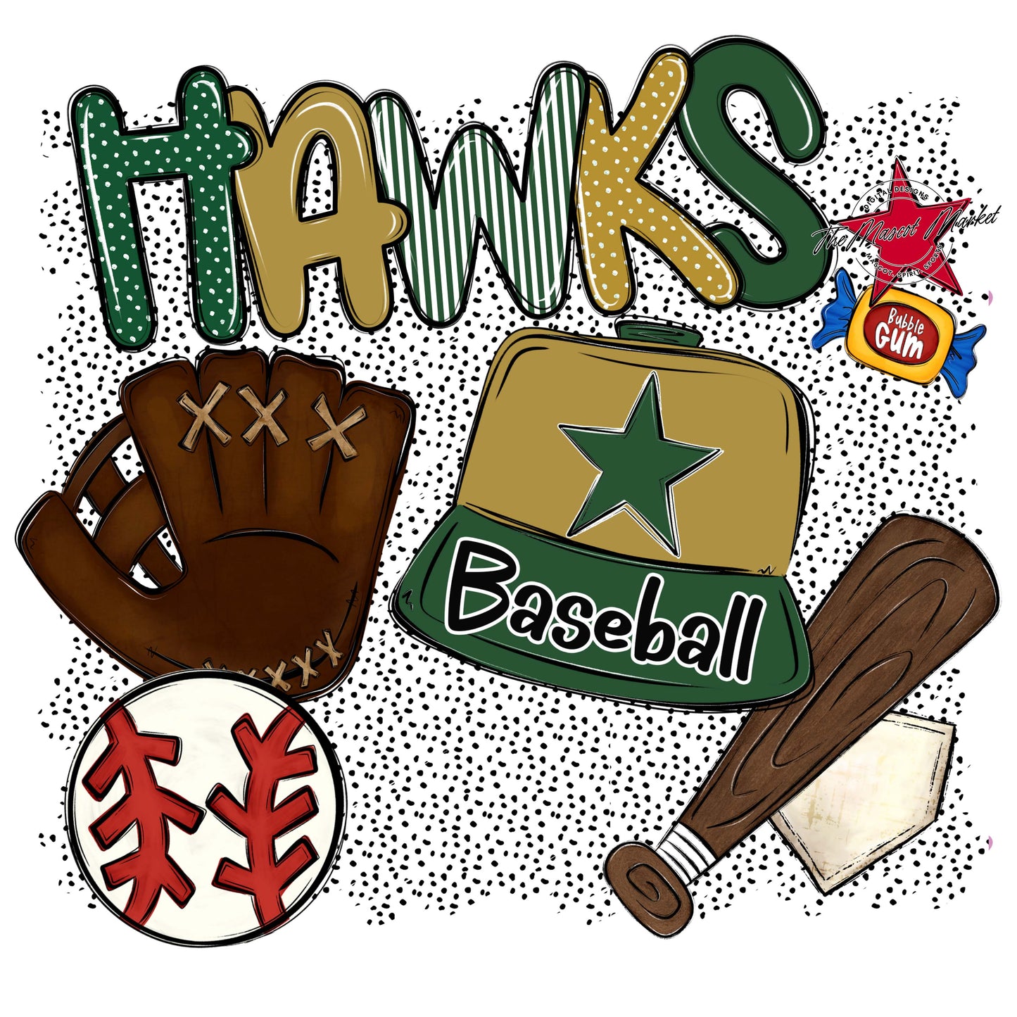 Hawks Baseball Spirit-Green & Gold