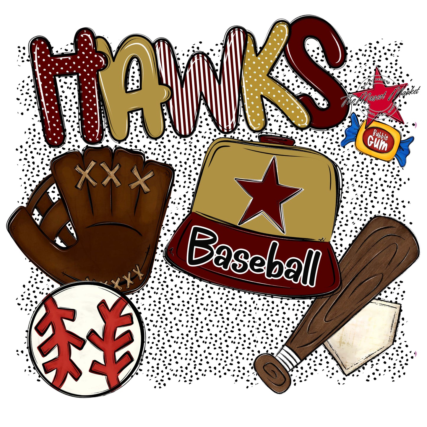 Hawks Baseball Spirit-Maroon & Gold
