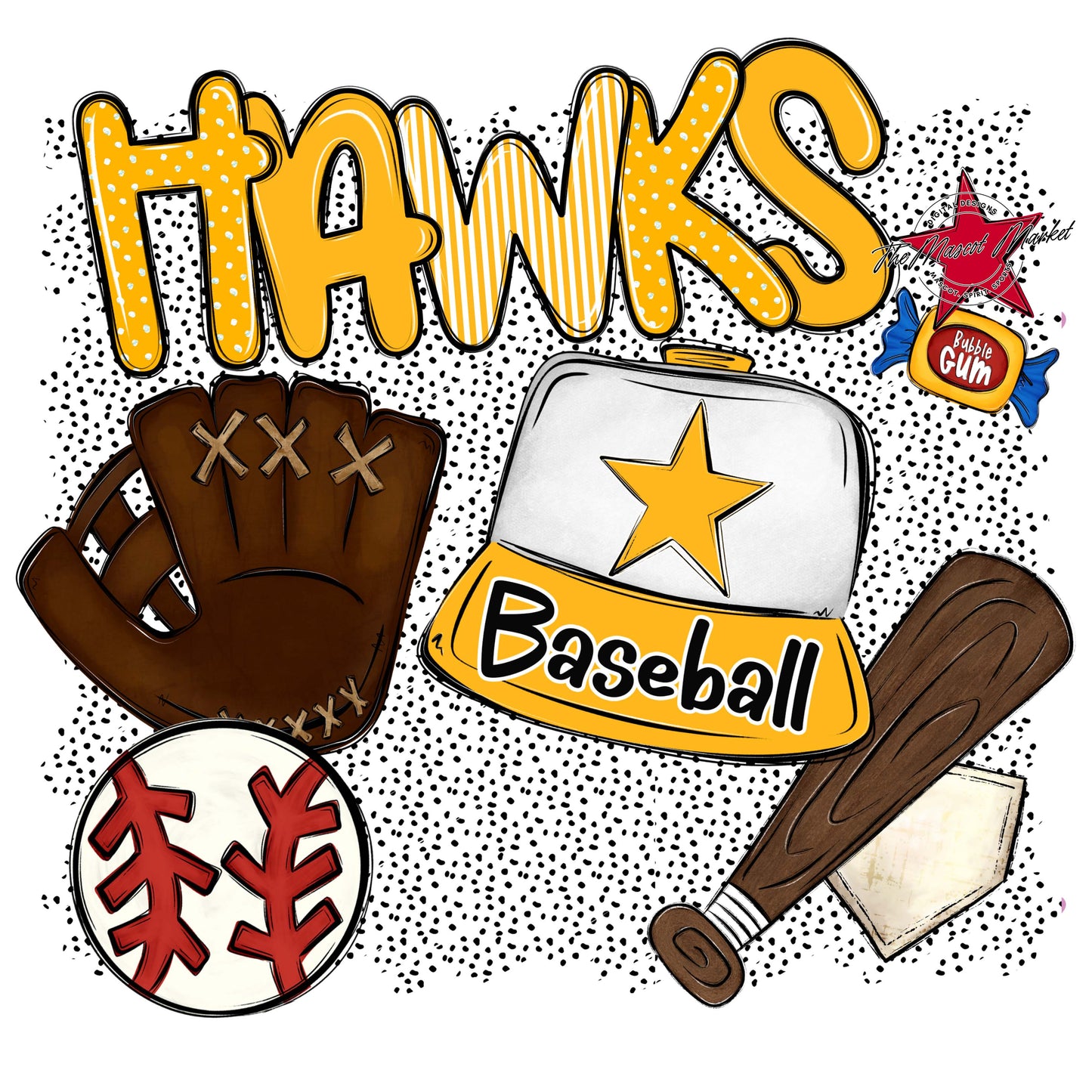 Hawks Baseball Spirit-Yellow
