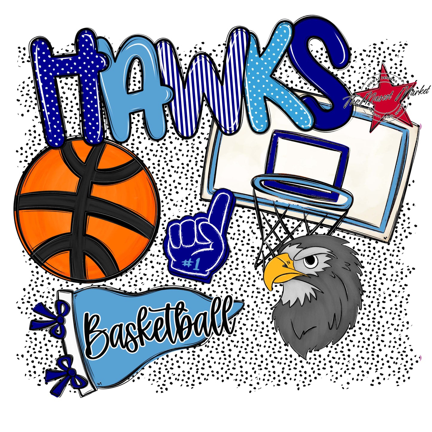 Hawks Basketball Spirit-Blue & Carolina Blue