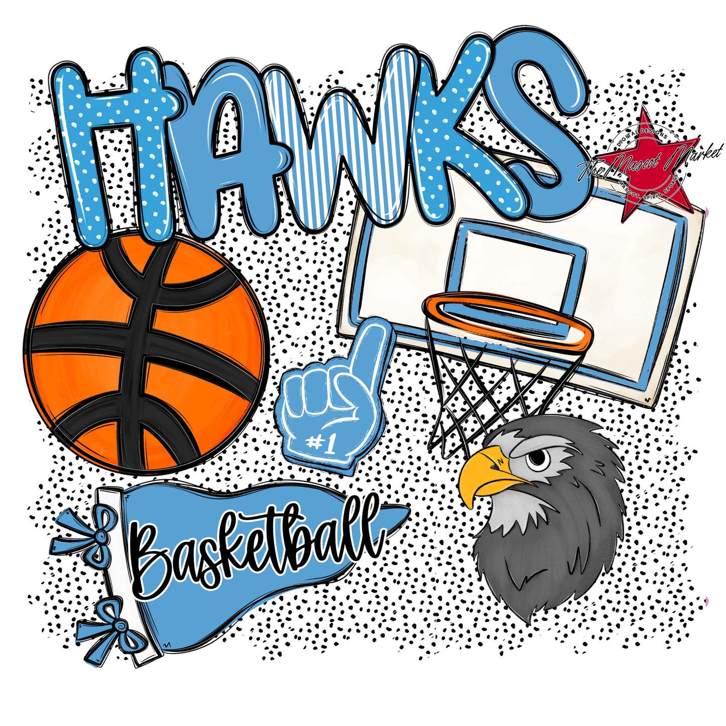 Hawks Basketball Spirit-Carolina Blue