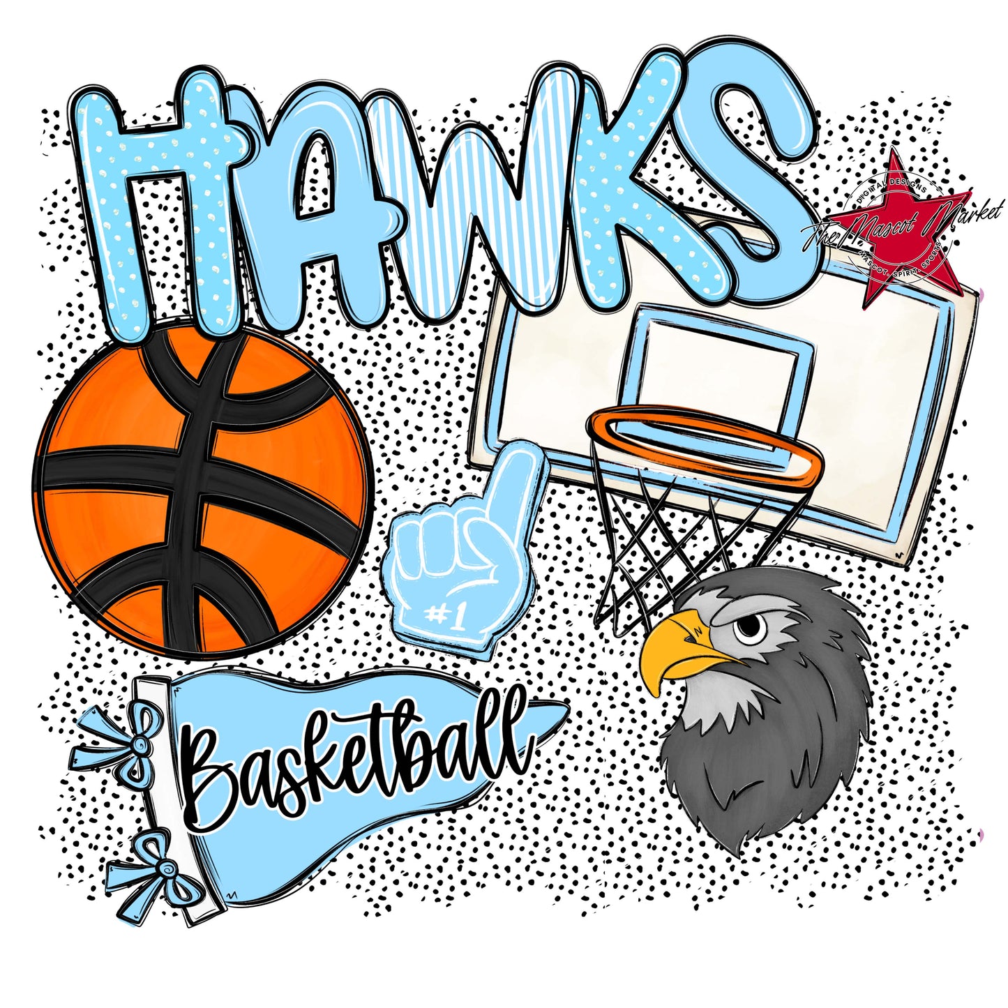 Hawks Basketball Spirit-Columbia Blue