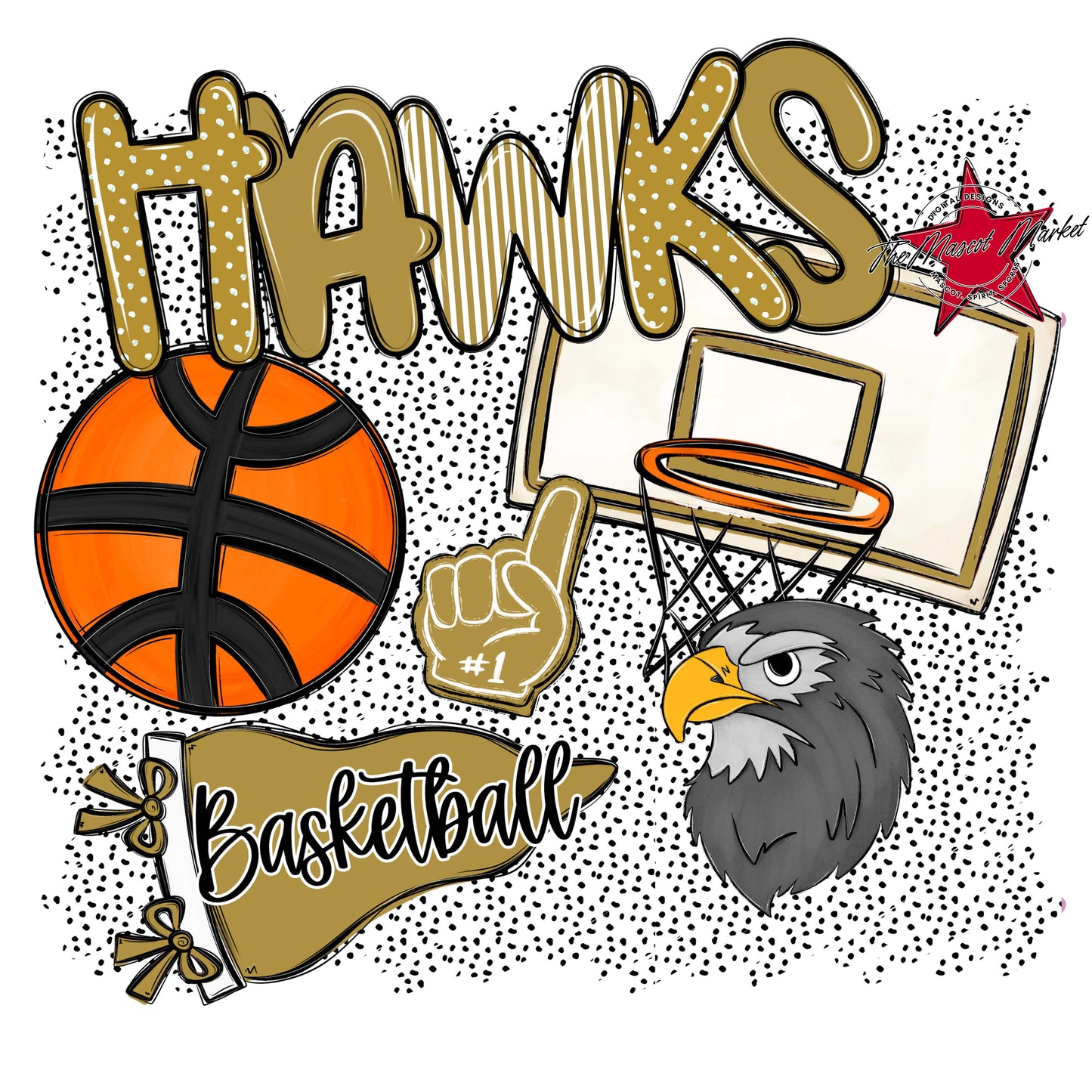 Hawks Basketball Spirit-Gold
