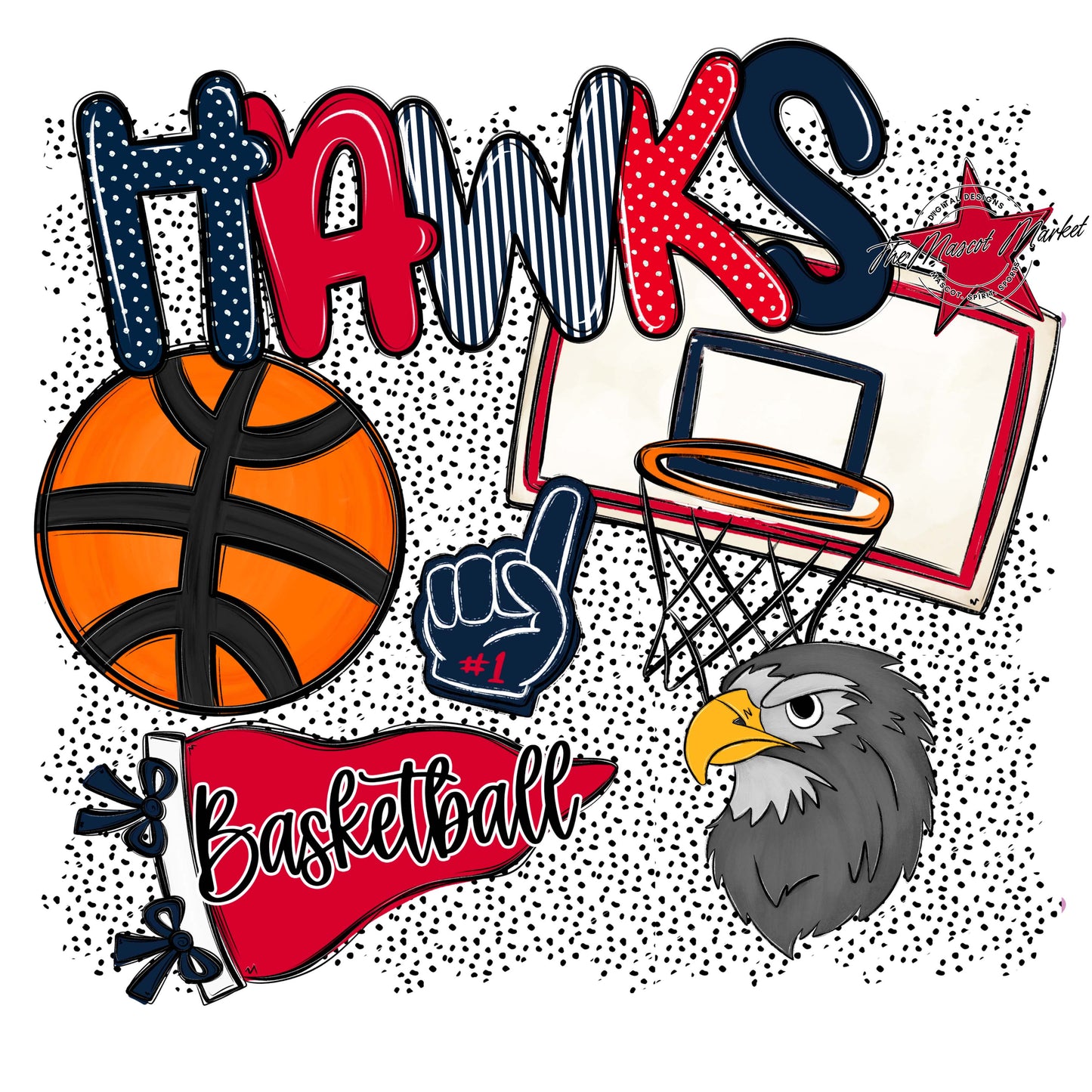 Hawks Basketball Spirit-Navy & Red