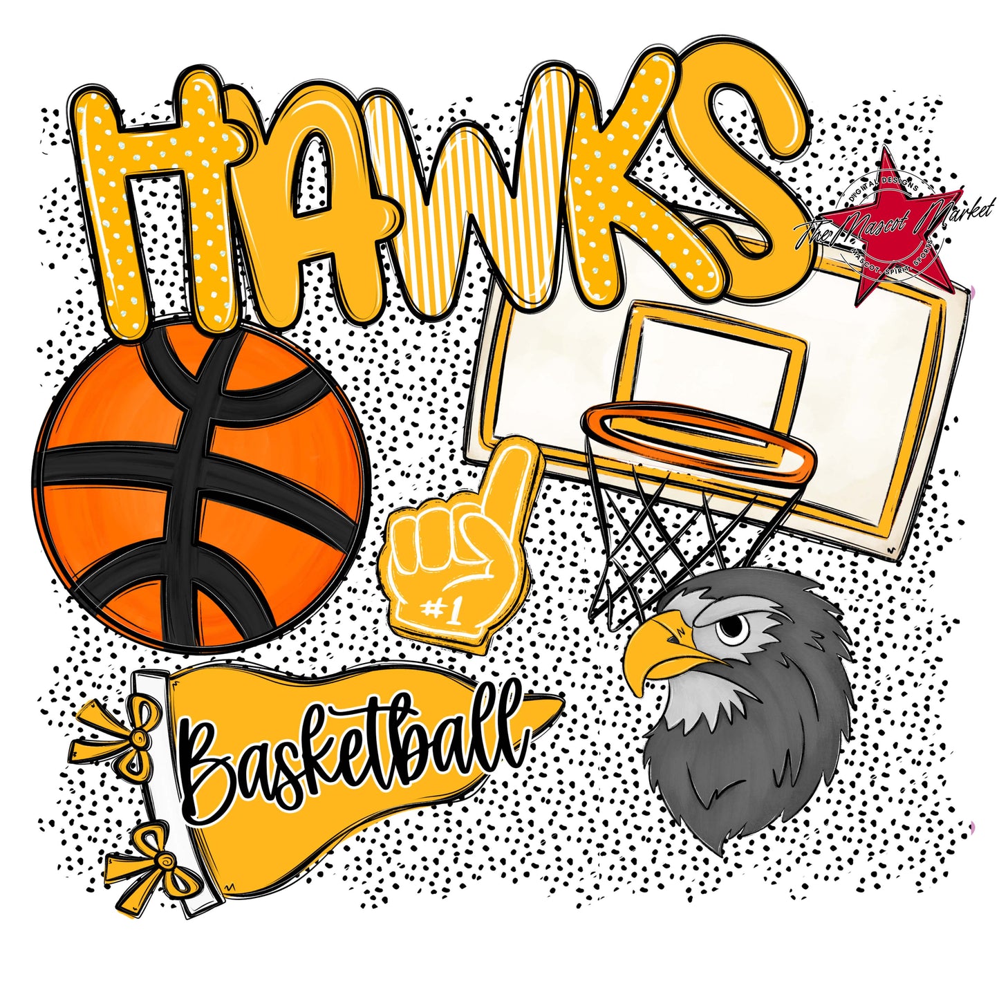 Hawks Basketball Spirit-Yellow