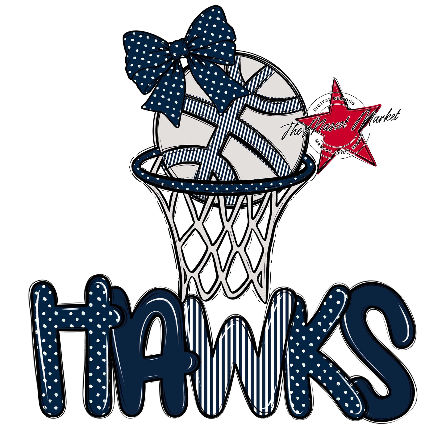 Hawks Basketball Spirit Design-Navy