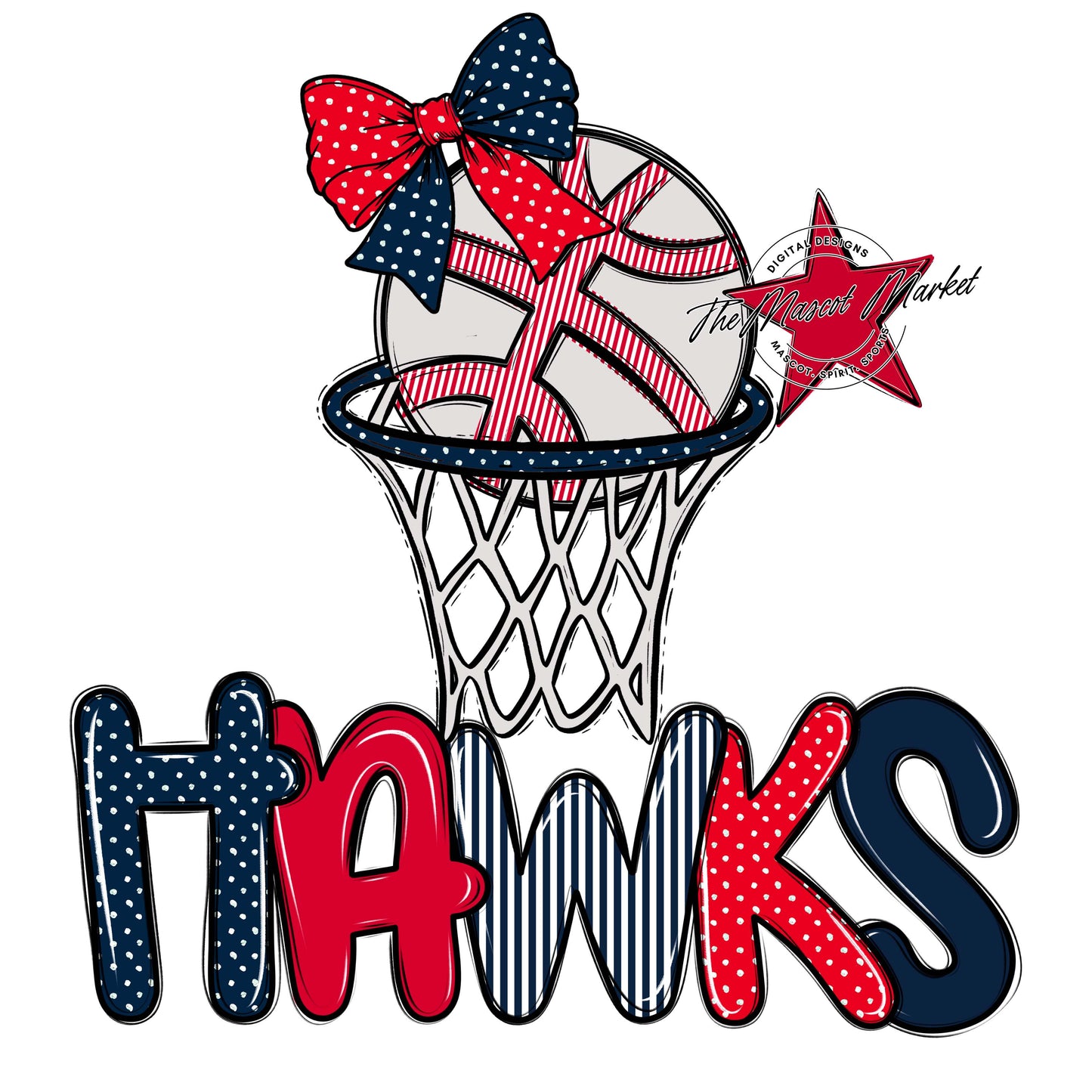 Hawks Basketball Spirit Design-Navy & Red