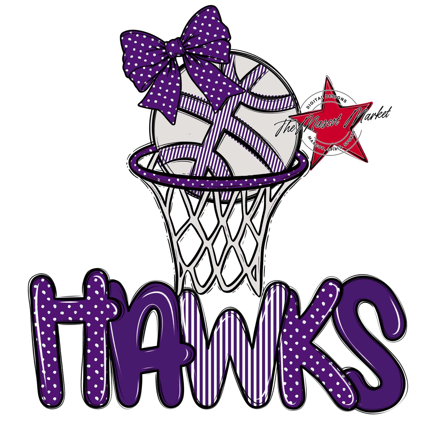 Hawks Basketball Spirit Design-Purple