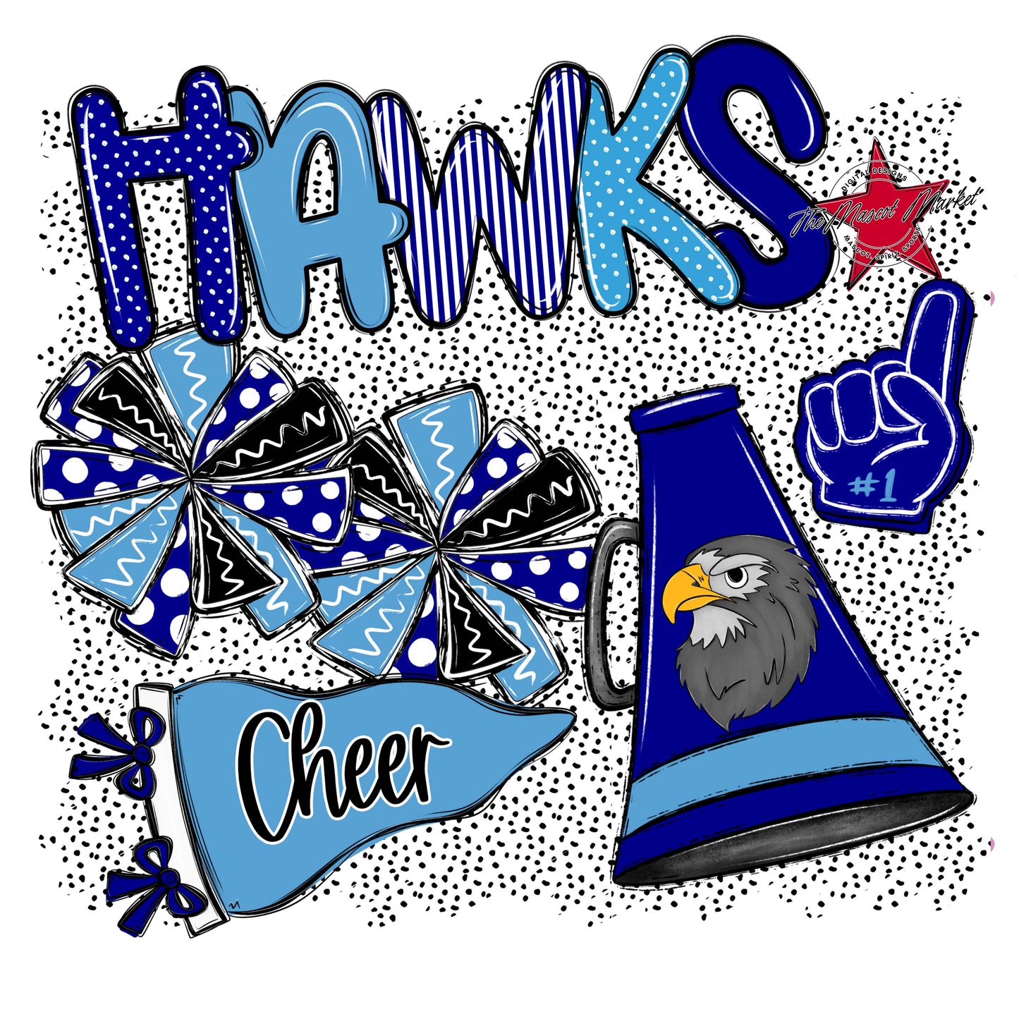 Hawks Cheer Spirit-Blue & Carolina Blue