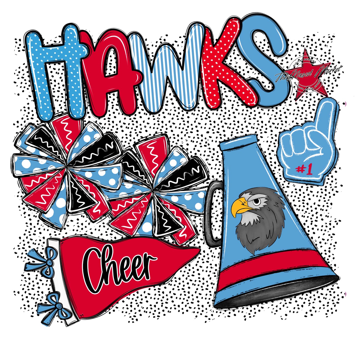 Hawks Cheer Spirit-Carolina Blue & Red