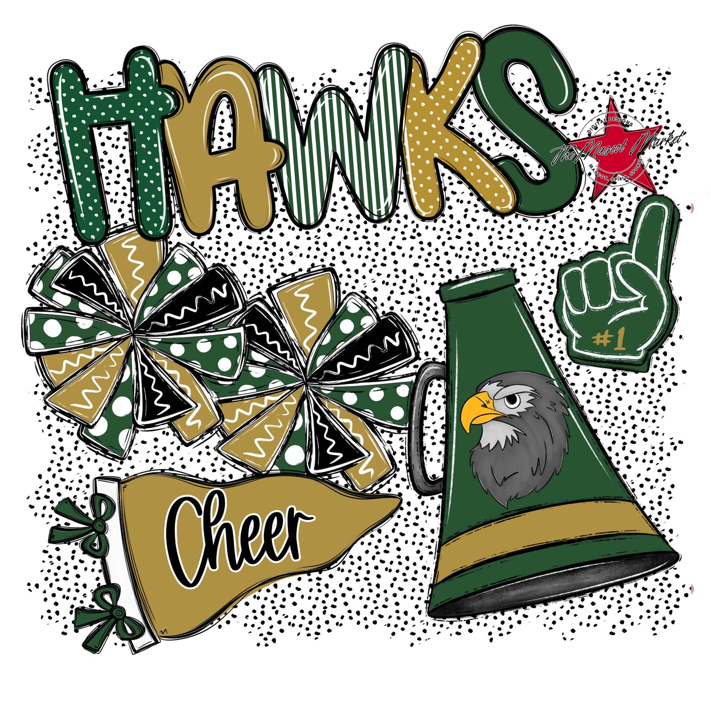 Hawks Cheer Spirit-Green & Gold