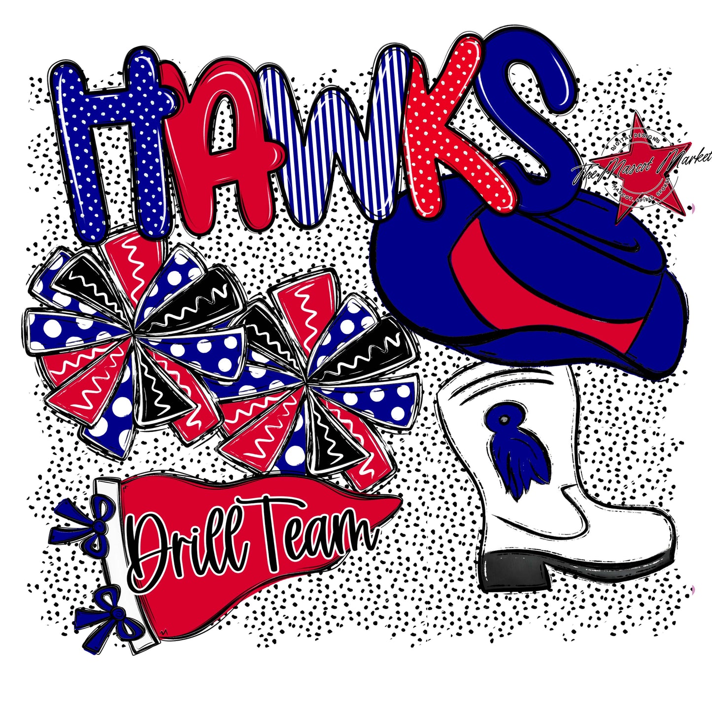 Hawks Drillteam Spirit-Blue & Red