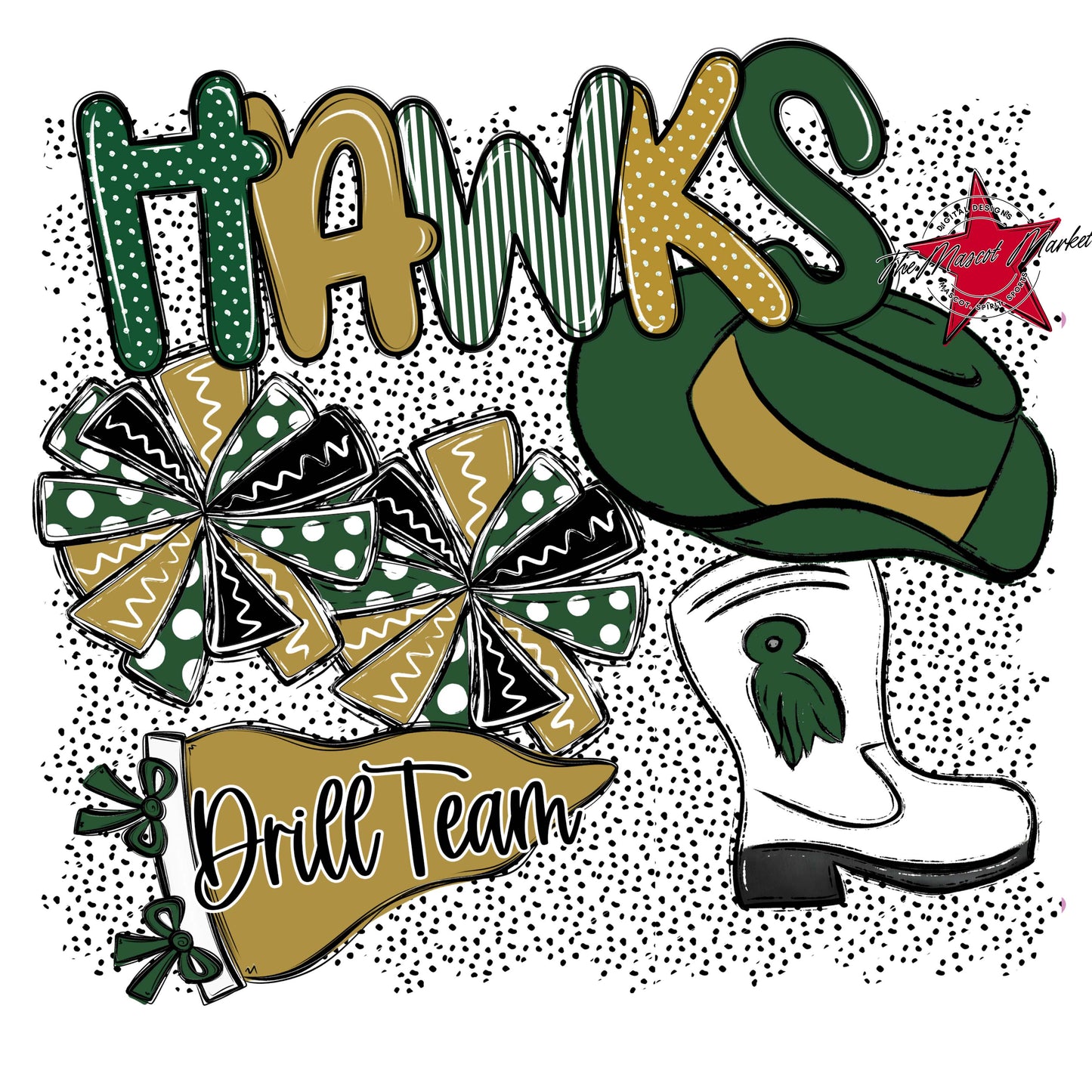 Hawks Drillteam Spirit-Green & Gold
