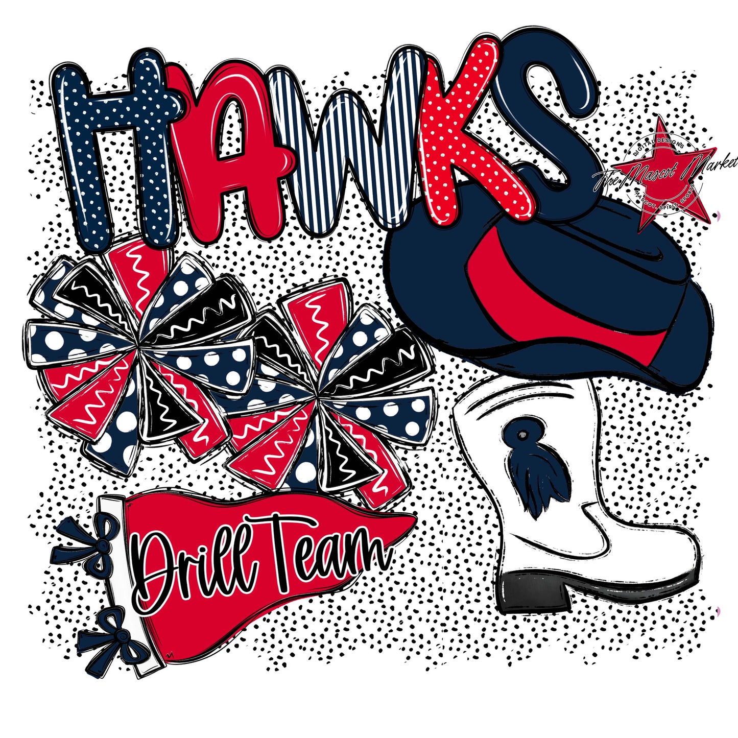 Hawks Drillteam Spirit-Navy & Red