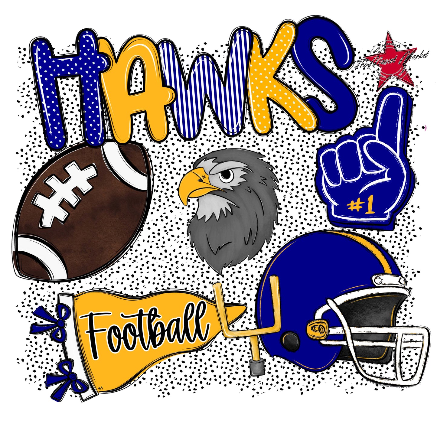 Hawks Football Spirit-Blue & Yellow