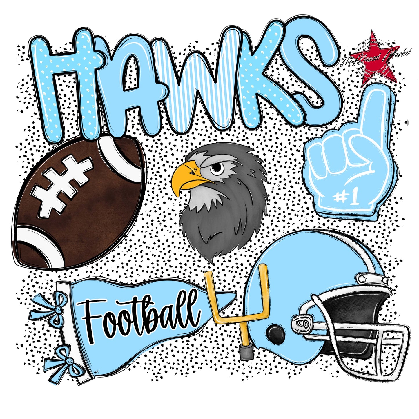 Hawks Football Spirit-Columbia Blue