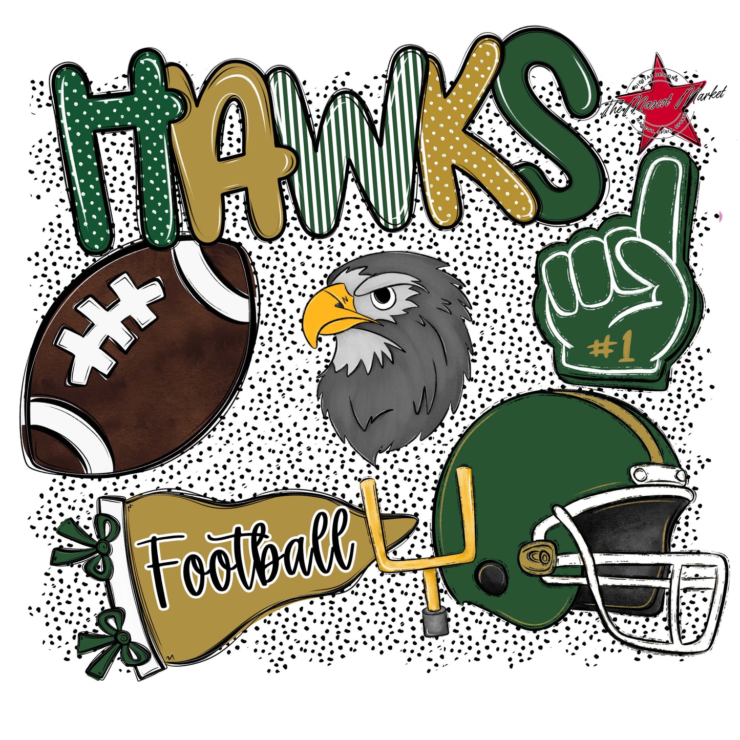 Hawks Football Spirit-Green & Gold