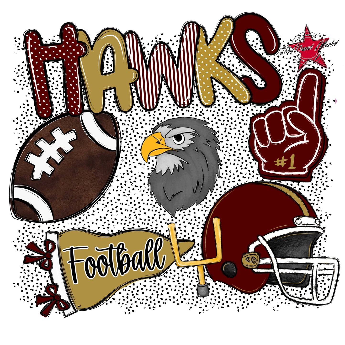 Hawks Football Spirit-Maroon & Gold