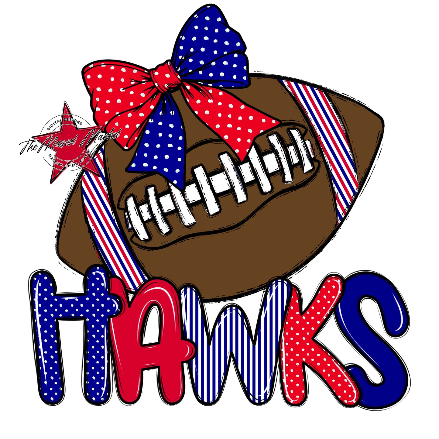 Hawks Football Spirit Design-Blue & Red