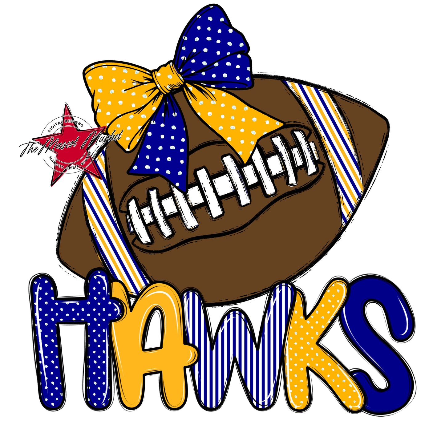 Hawks Football Spirit Design-Blue & Yellow