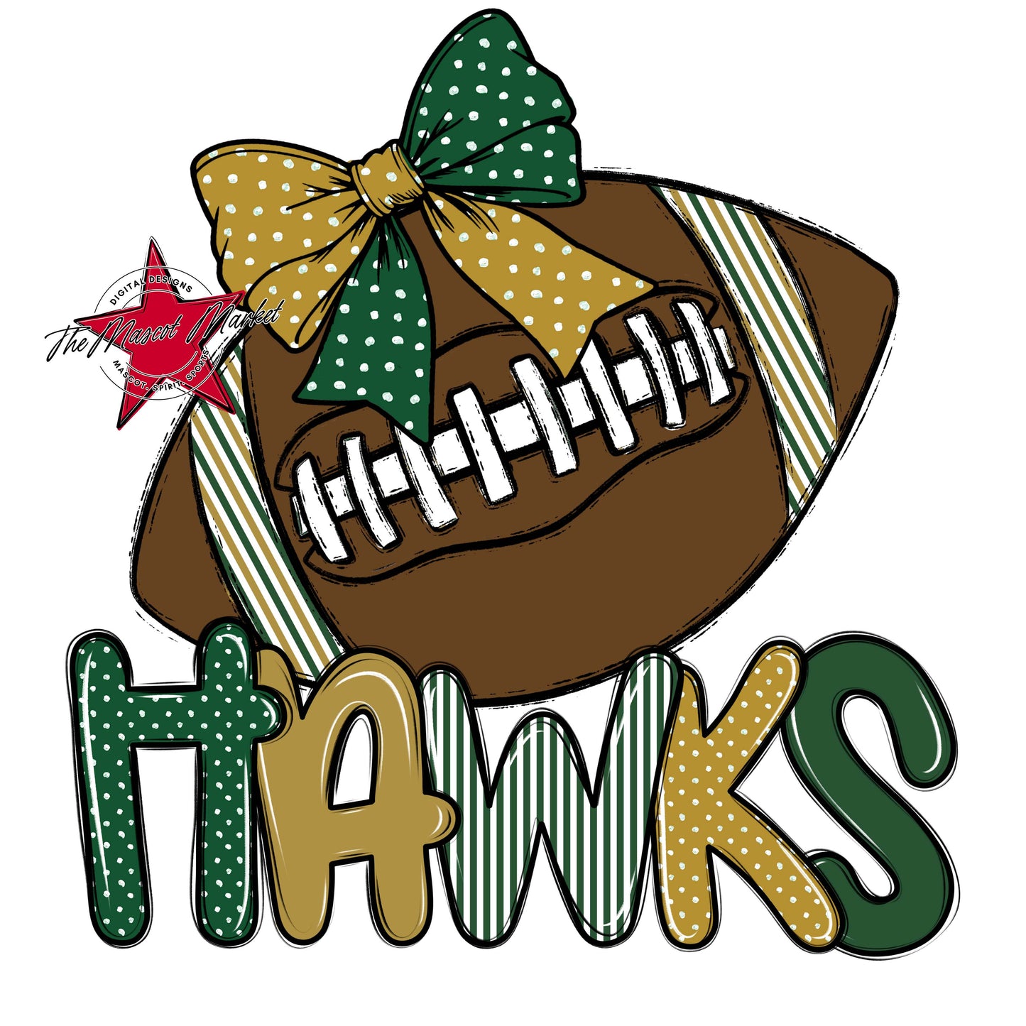 Hawks Football Spirit Design-Green & Gold