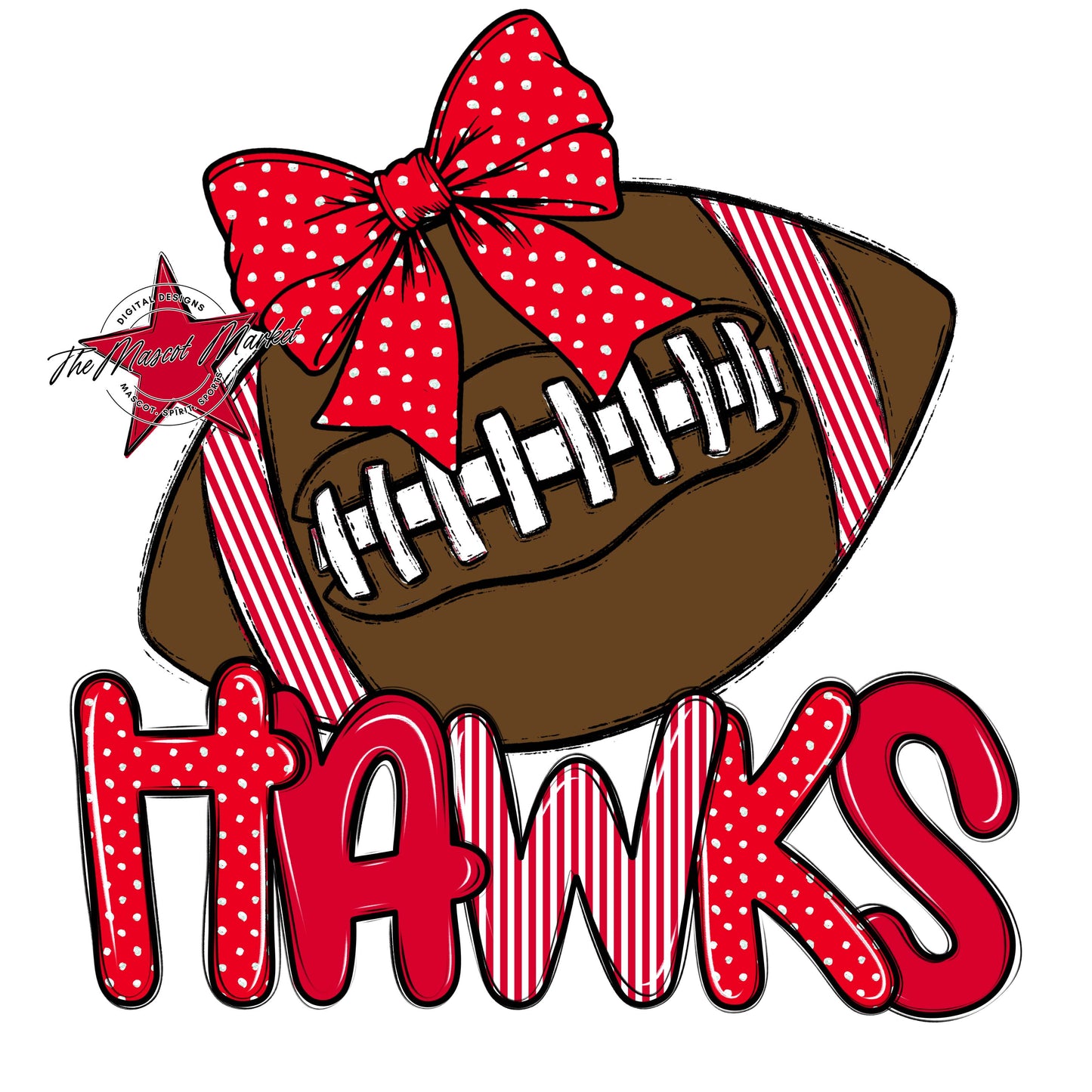 Hawks Football Spirit Design-Red