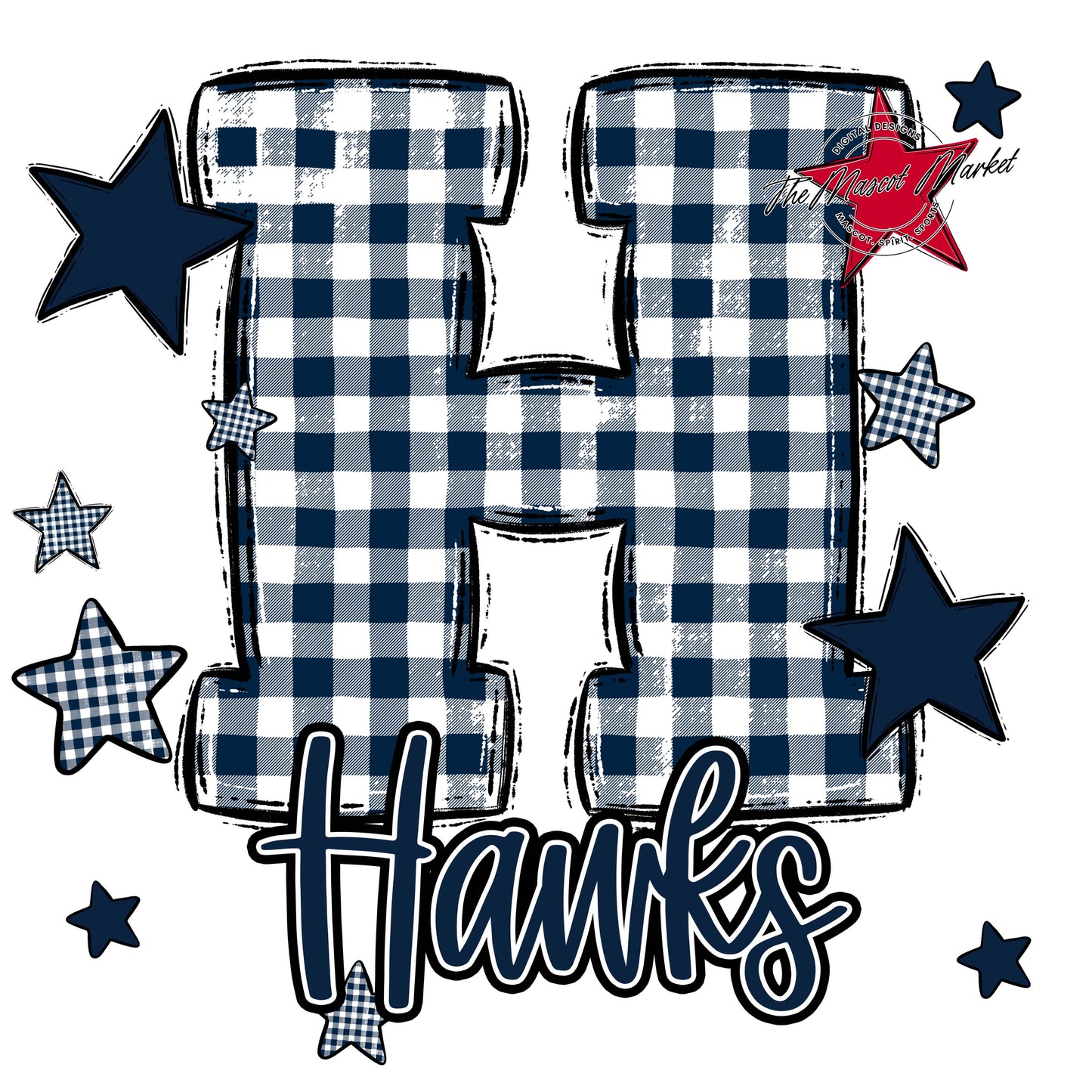 Hawks Plaid Star Design-Navy