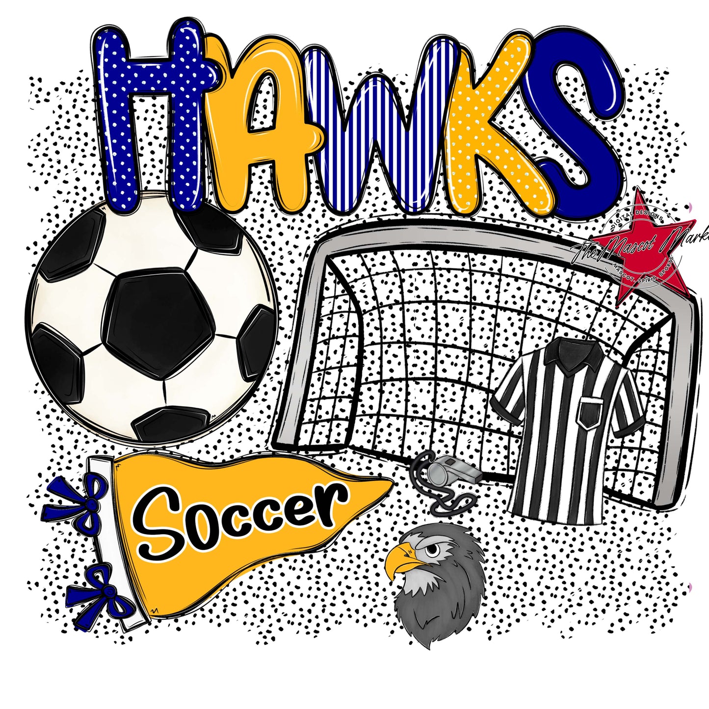 Hawks Soccer Spirit-Blue & Yellow