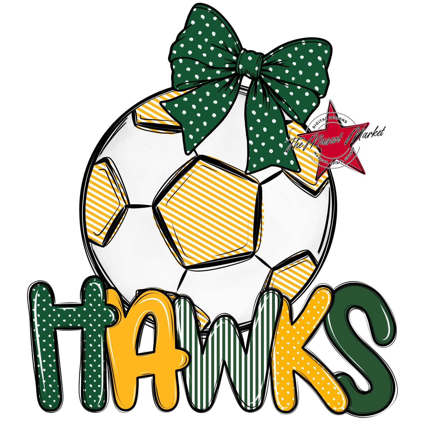 Hawks Soccer Spirit Design-Green & Yellow