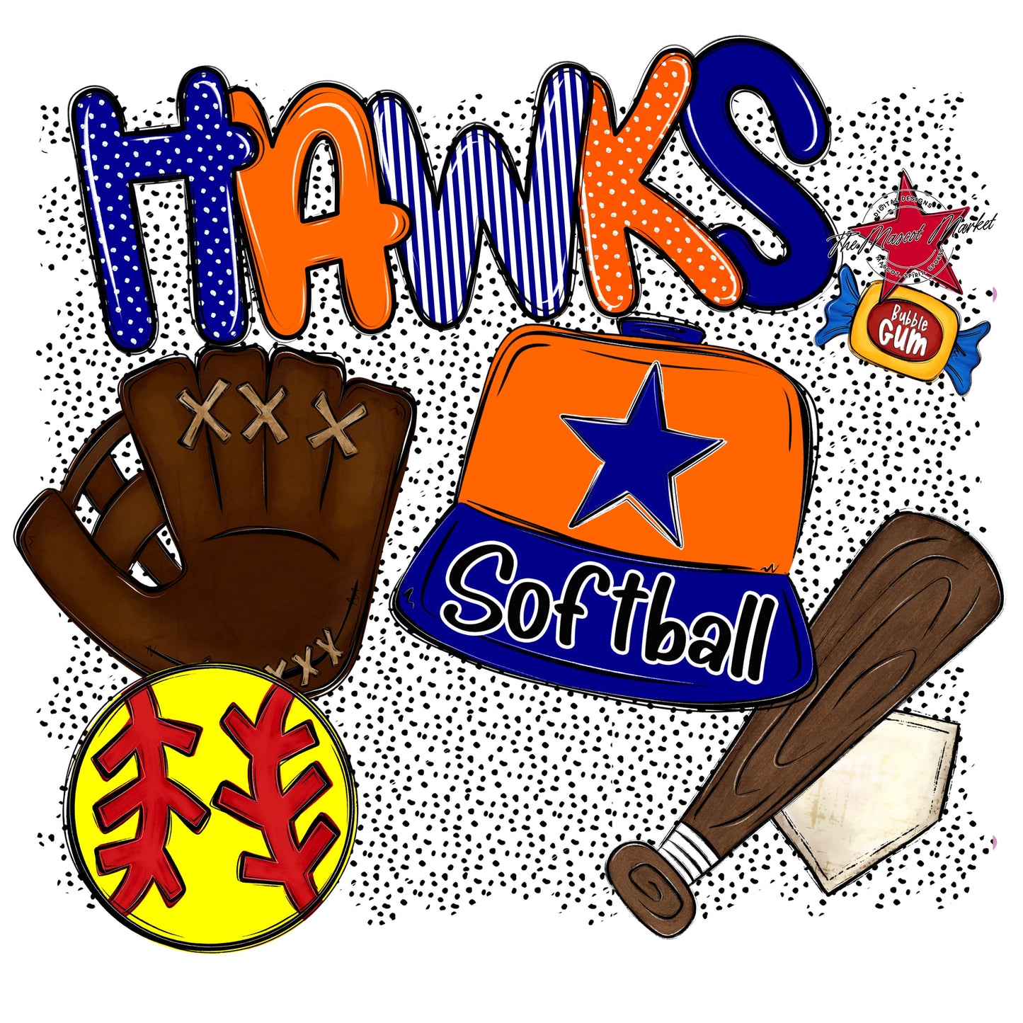 Hawks Softball Spirit-Blue & Orange