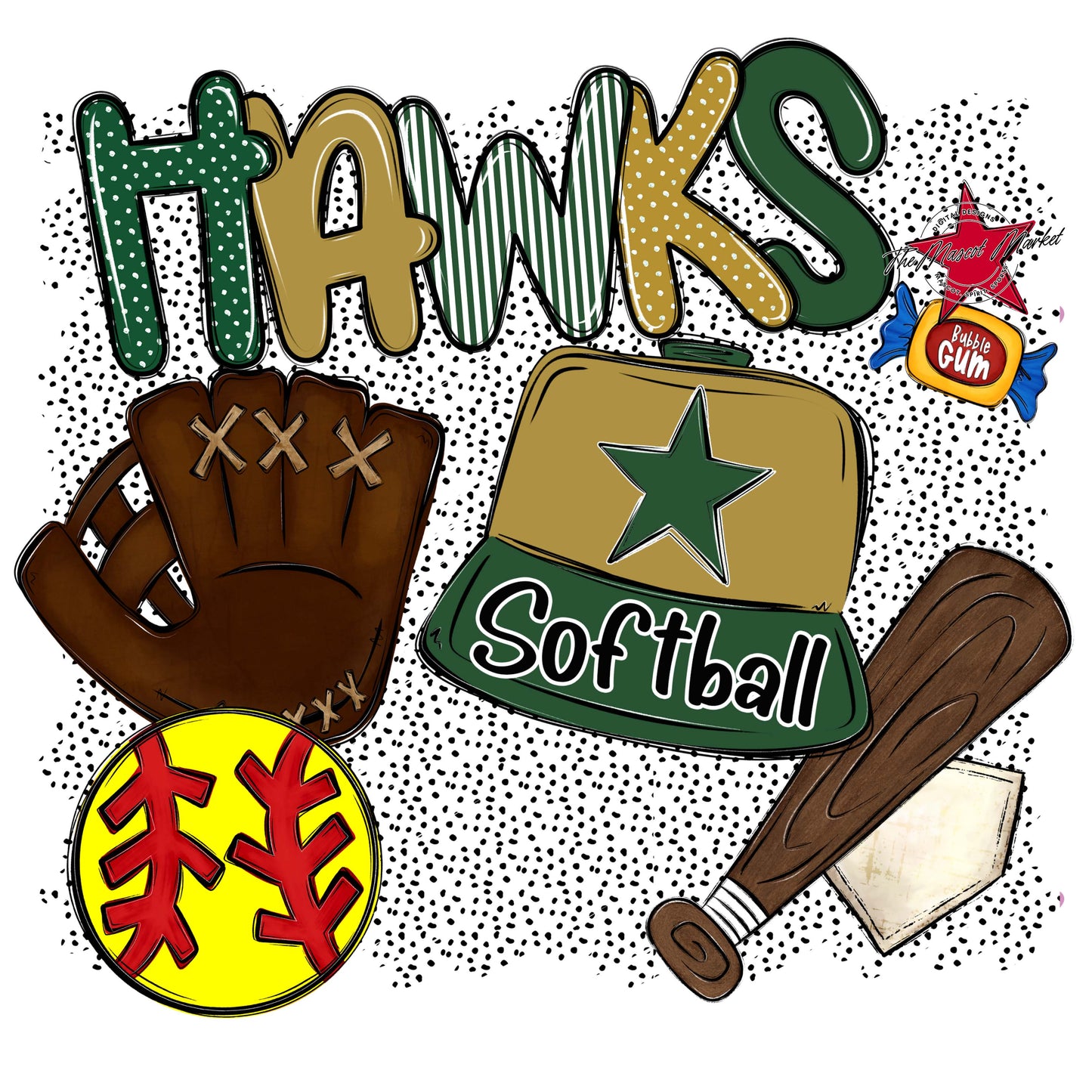 Hawks Softball Spirit-Green & Gold